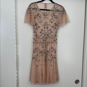 Miss Selfridge Blush Embellished Tulle Midi Dress